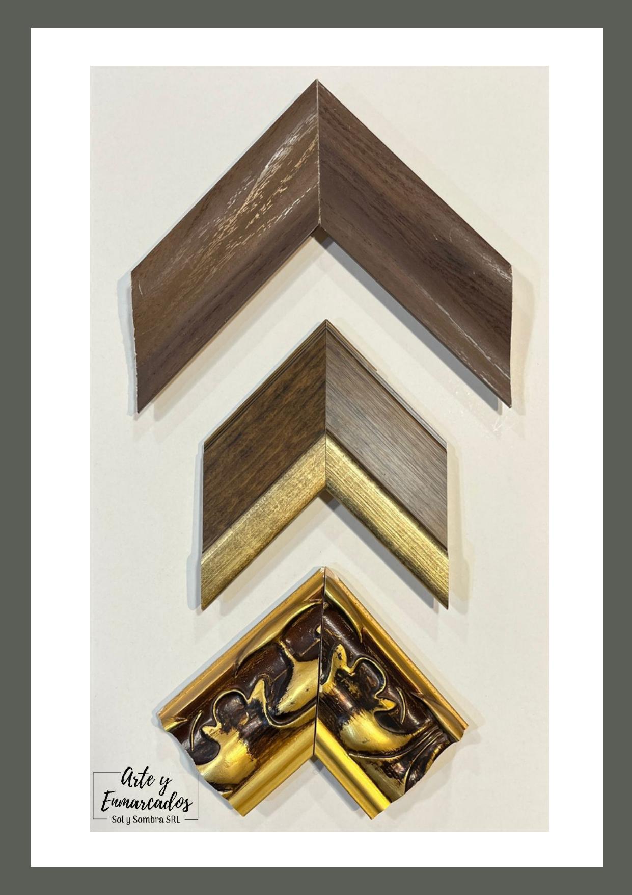 Molduras de madera con acabado vintage y detalles dorados – Sol y Sombra SRL