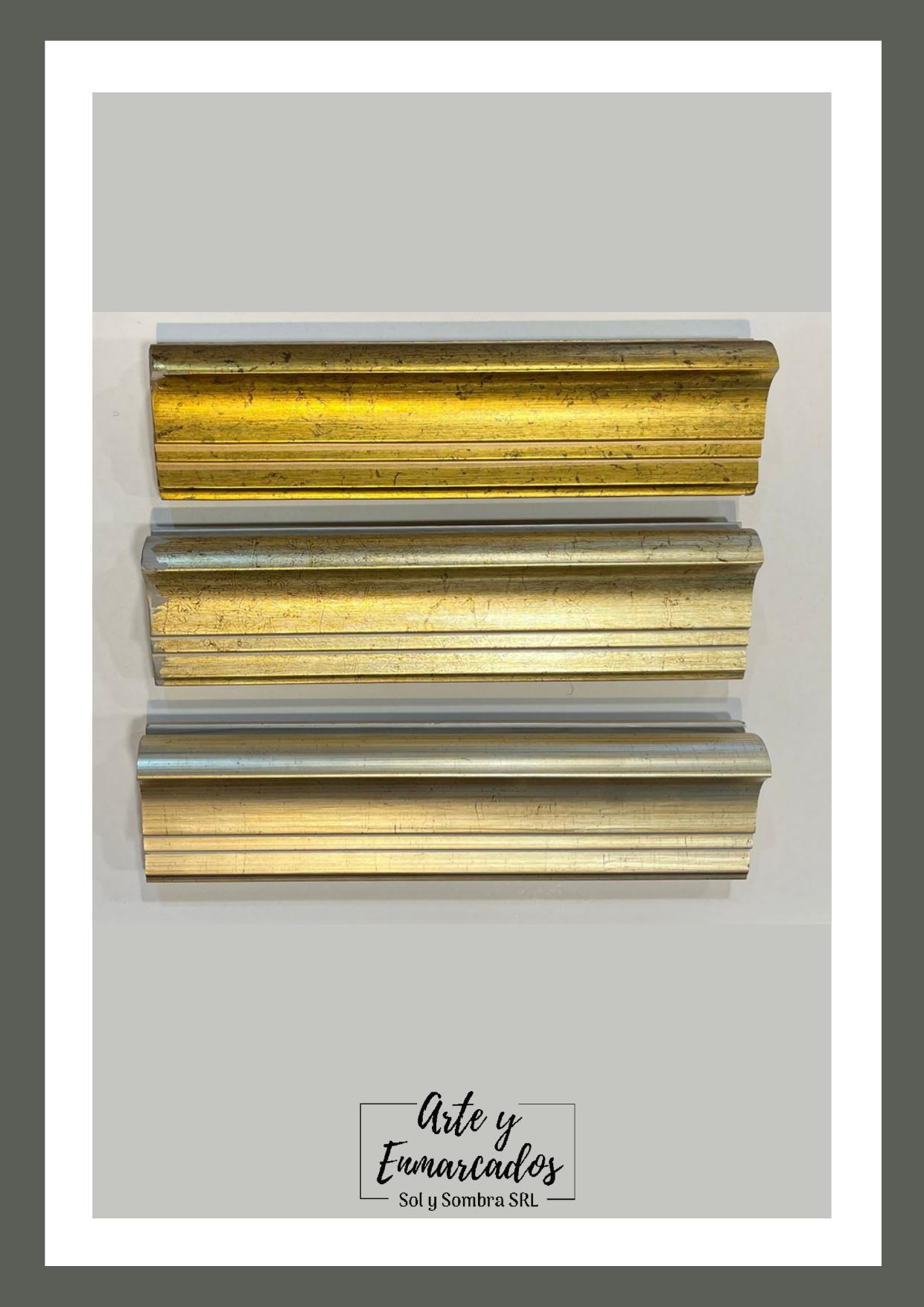 Molduras doradas lisas en tres tonos envejecidos – Sol y Sombra SRL